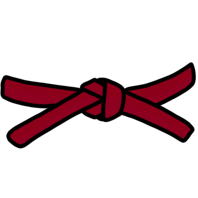 a martial arts red belt, based on art by Wikimedia user Edgouno. it's dark red.